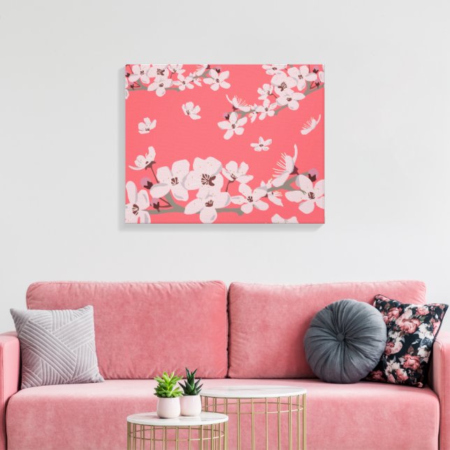 Cherry Blossoms Floating Flowers Canvas Print (Insitu(LivingRoom))