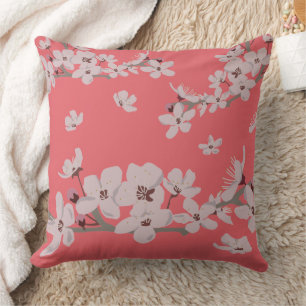 Cherry Blossoms Floating Flowers Cushion