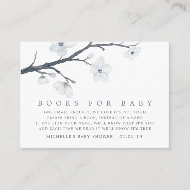 Cherry Blossoms Floral Baby Shower Book Request Enclosure Card (Front)