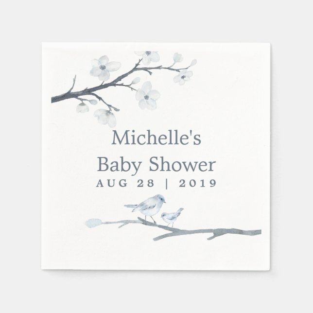 Cherry Blossoms Floral Baby Shower Napkin (Front)
