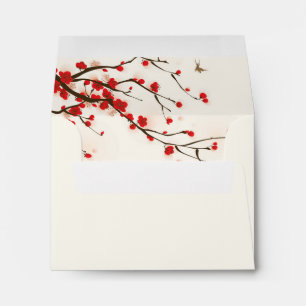 Cherry Blossoms Floral RSVP Envelope with Address