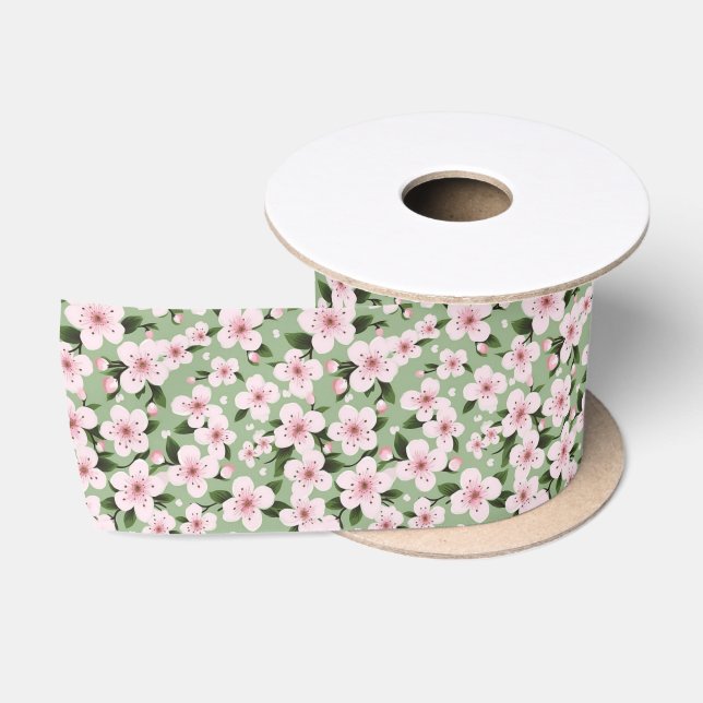 Cherry Blossoms Floral Satin Ribbon (Spool)