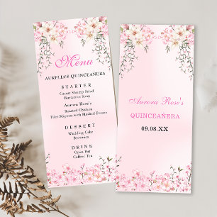 Cherry Blossoms Floral Sweet Sixteen Birthday Menu