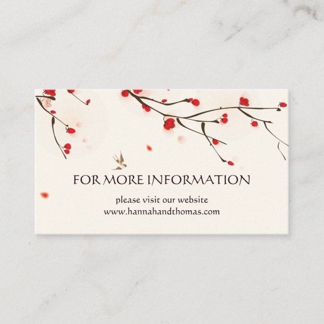 Cherry Blossoms Floral Wedding Information Enclosure Card (Front)