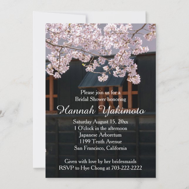 Cherry Blossoms Flowers Bridal Shower Invitation (Front)