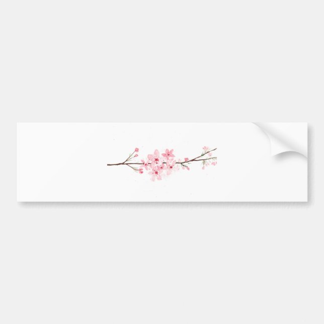 Cherry blossoms flowers bumper sticker (Front)