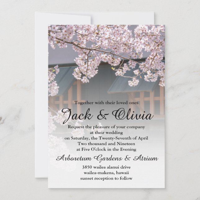 Cherry Blossoms Flowers Wedding Invitation (Front)