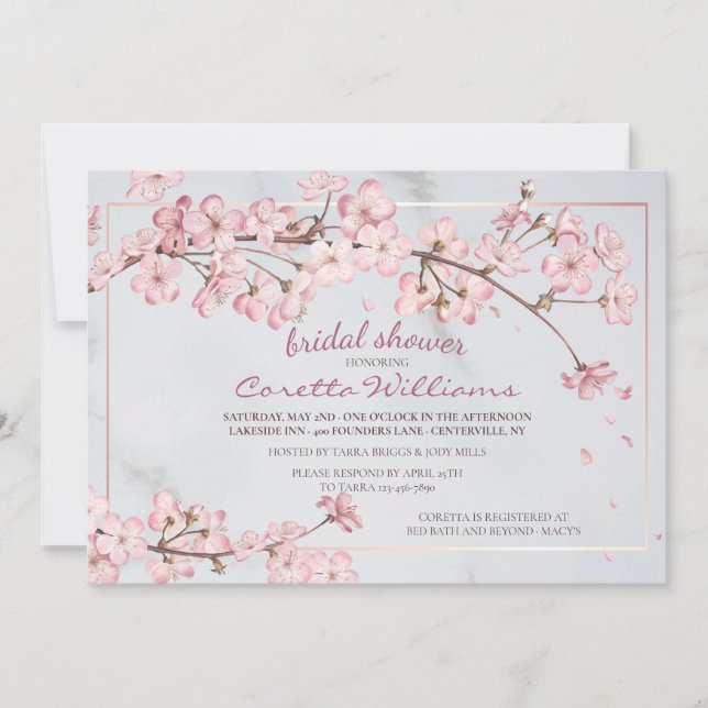 Cherry Blossoms Frame Bridal Shower Invitation (Front)