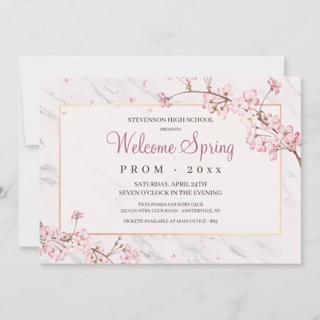 Cherry Blossoms Frame Prom Invitation (Front)