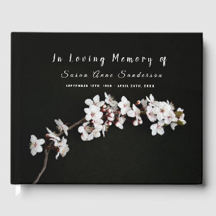 Cherry Blossoms Funeral Memorial Guest Book