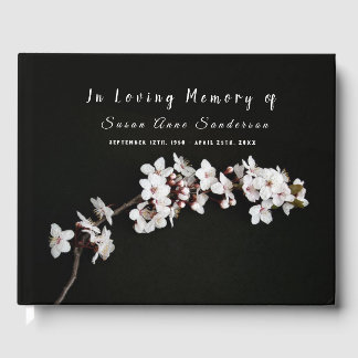 Cherry Blossoms Funeral Memorial Guest Book
