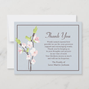 Cherry Blossoms Funeral Thank You Note Card