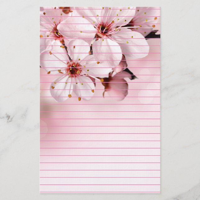 Cherry Blossoms in Bloom Stationery (Front)