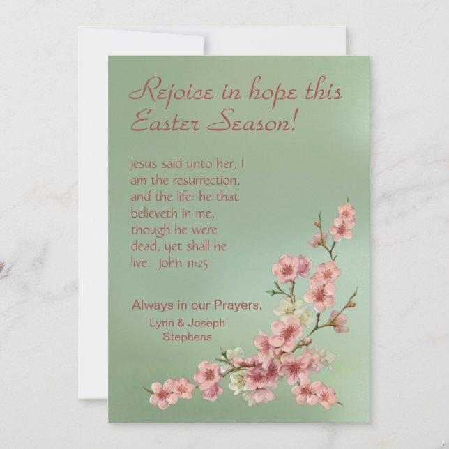 Cherry Blossoms in Pink and Greeting Card (Front)