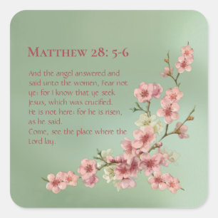 Cherry Blossoms in Pink and Teal Square Sticker