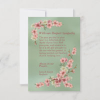 Cherry Blossoms in Pink and Teal Sympathy Card