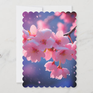 Cherry Blossoms in Snow Save the Date Card - Winte