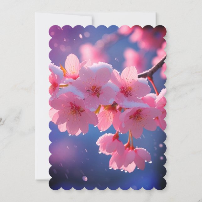 Cherry Blossoms in Snow Save the Date Card - Winte (Front)