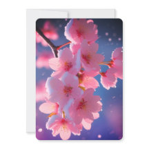Cherry Blossoms in Snow Save the Date Card - Winte