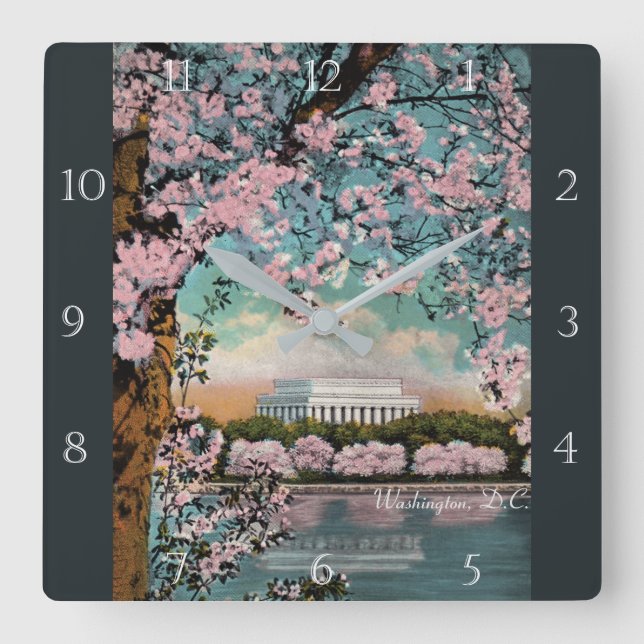Cherry Blossoms in Washington DC Custom Square Wall Clock (Front)
