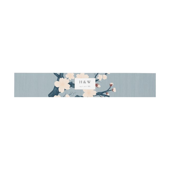 Cherry blossoms japandi wedding invitation  invitation belly band (Flat)