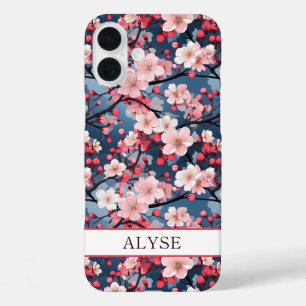 Cherry Blossoms Japanese Sakura Monogrammed iPhone 16 Plus Case