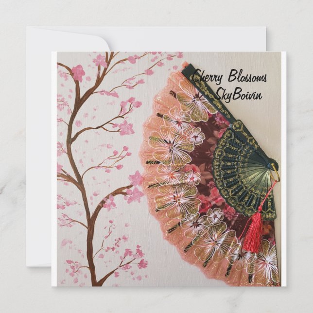 cherry blossoms mixed media art magnet (Front)