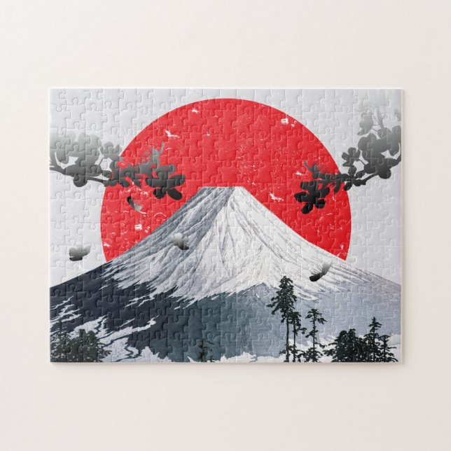 Cherry Blossoms Mount Fuji Japan Jigsaw Puzzle (Horizontal)