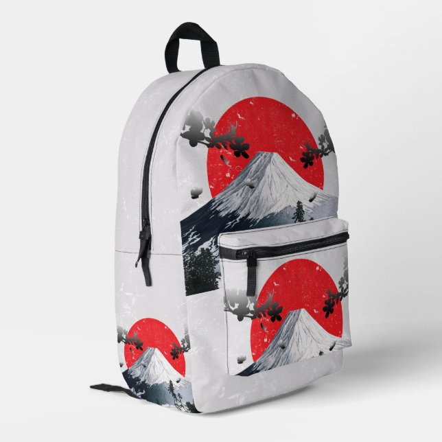 Cherry Blossoms Mount Fuji Japan Printed Backpack (Back Corner Left)