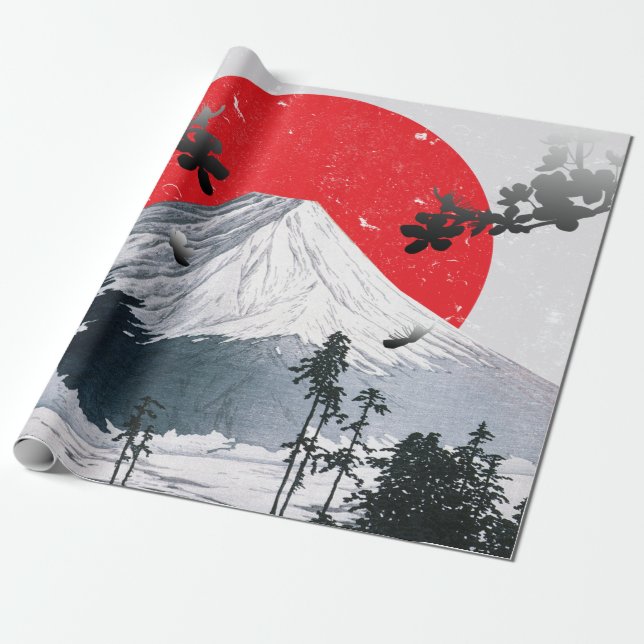 Cherry Blossoms Mount Fuji Japan Wrapping Paper (Unrolled)
