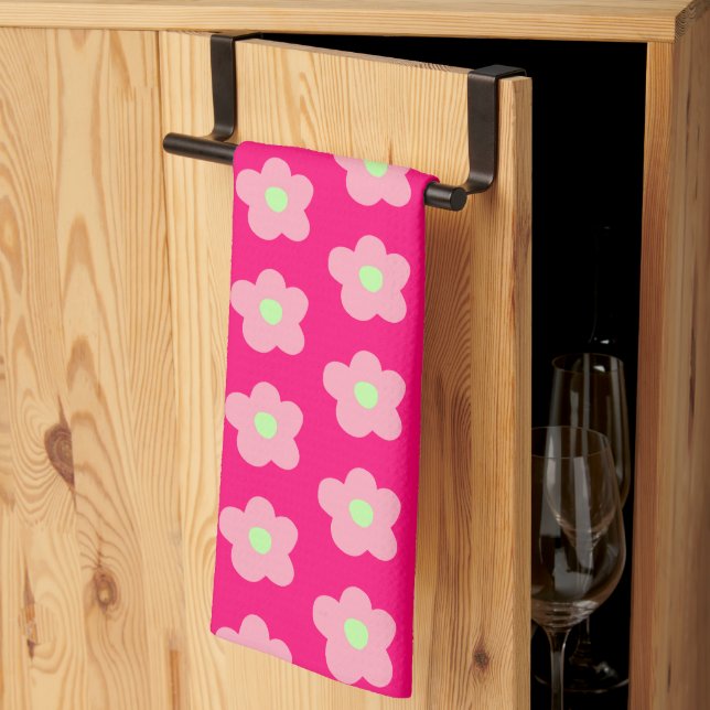 Cherry Blossoms on Pink Tea Towel (Thirds Fold)