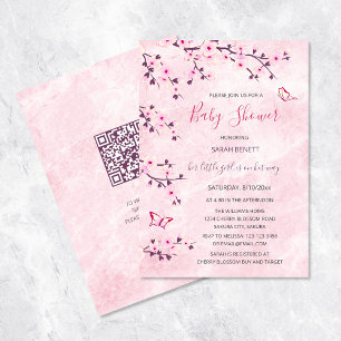 Cherry Blossoms Pink Floral Baby Shower Invitation