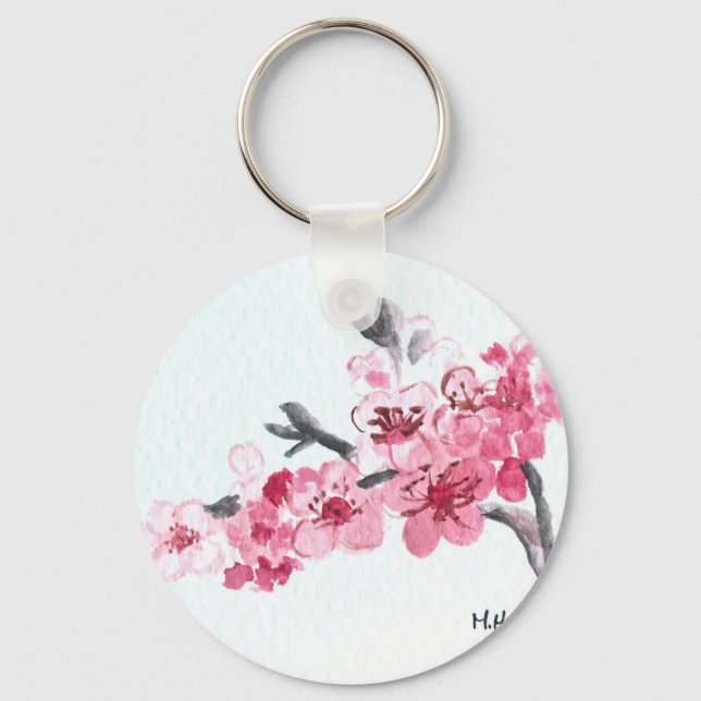 Cherry blossoms pink flowers key ring (Front)