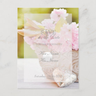 Cherry Blossoms-Pink Flowers Wedding Announcement Postcard