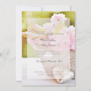 Cherry Blossoms-Pink Flowers Wedding Invitation