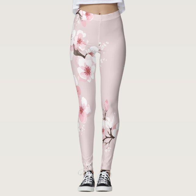 Cherry Blossoms Pink Leggings (Front)