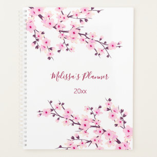 Cherry Blossoms Pink White Custom Planner