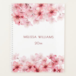 Cherry Blossoms Pink White Custom Planner