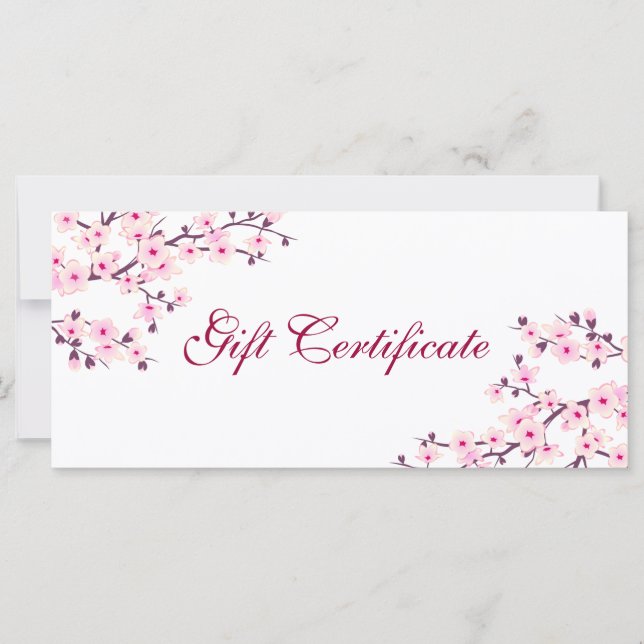 Cherry Blossoms Pink White Gift Certificate (Front)