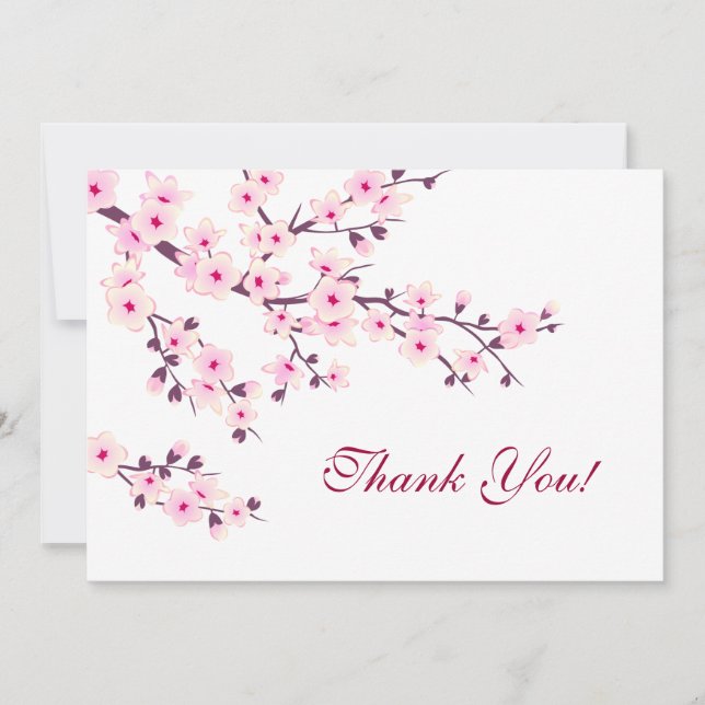 Cherry Blossoms Pink White Thank You (Front)