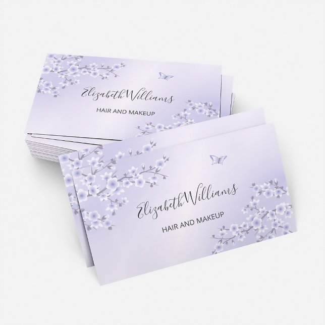 Cherry Blossoms Purple Floral Business Card (Creator Uploaded)