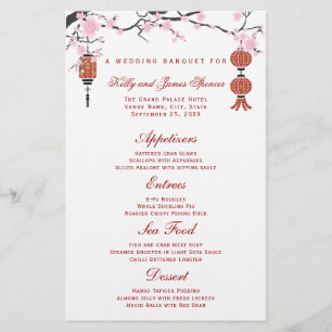 Cherry  Blossoms & Red Lanterns   Menu Cards