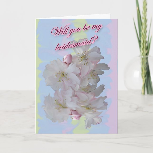 Cherry Blossoms Reflection Bridesmaid Request Card (Front)