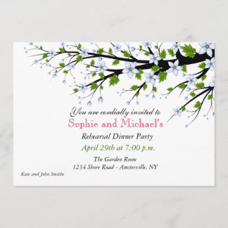 Cherry Blossoms Rehearsal Dinner Party Invitation