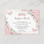 Cherry Blossoms Rose Gold Butterflies Quinceañera Enclosure Card<br><div class="desc">These pretty cherry blossoms floral Quinceañera / Sweet 16 / 18th Birthday enclosure cards features beautiful pink cherry blossoms and rose gold butterflies. Simply click the customise it further button to edit the texts, change fonts and fonts colours. Use these enclosure cards for extra details, parking / location / map...</div>