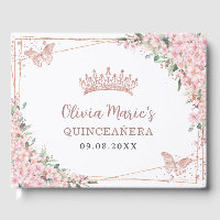 Cherry Blossoms Rose Gold Butterflies Quinceanera 