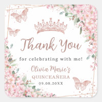 Cherry Blossoms Rose Gold Butterflies Quinceanera