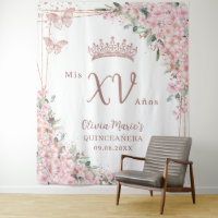 Cherry Blossoms Rose Gold Butterflies Quinceañera