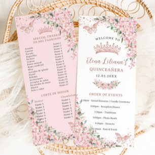 Cherry Blossoms Rose Gold Butterflies Slim Program Menu