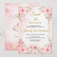  Cherry Blossoms Rose Gold Butterflies Sweet 16 